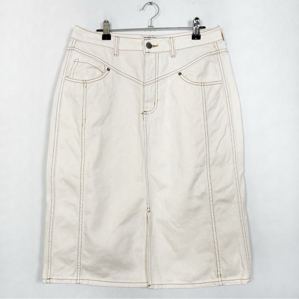Velvet Heart Cream Tessia Denim Pencil Skirt Size 28 - Picture 12 of 12
